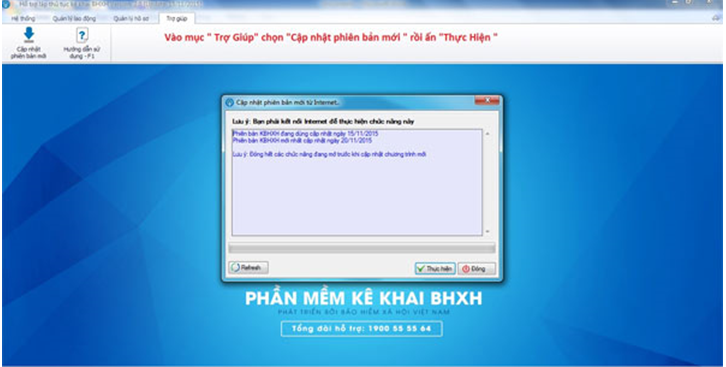 Hướng dẫn cập nhật phần mềm KBHXH
