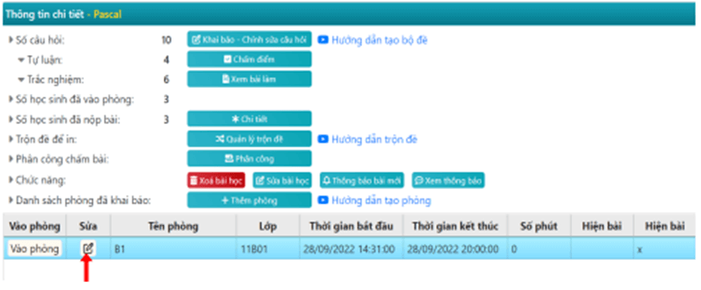 Hướng dẫn khai báo thông tin phòng thi trên phần mềm VietSchool