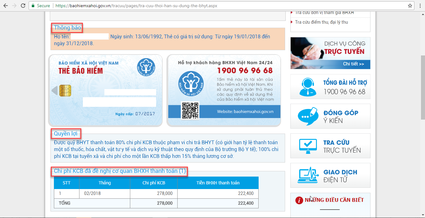 Hướng dẫn tra cứu giá trị sử dụng thẻ BHYT