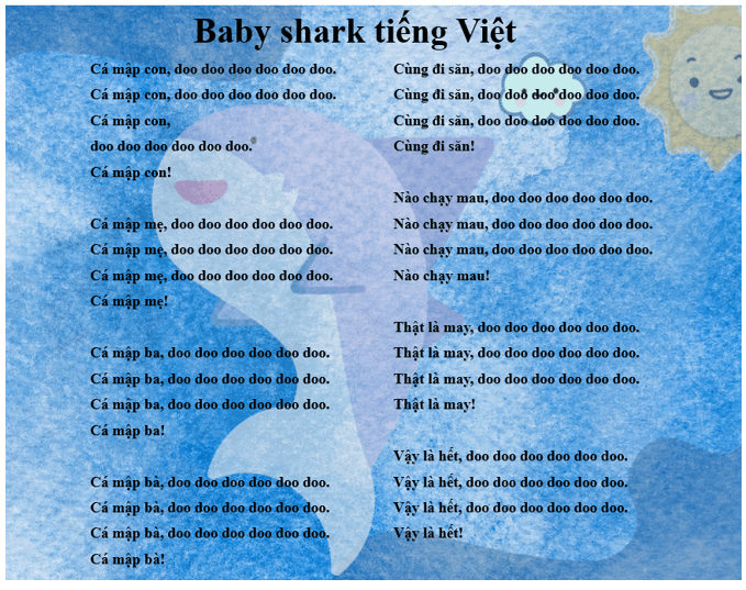 Baby shark tiếng Việt