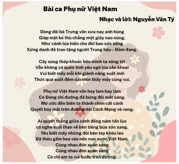 Bài ca người phụ nữ Việt Nam (lời bài hát, lyric chính xác nhất)