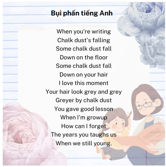 Bụi phấn bằng tiếng Anh (lời bài hát, lyric chính xác nhất)
