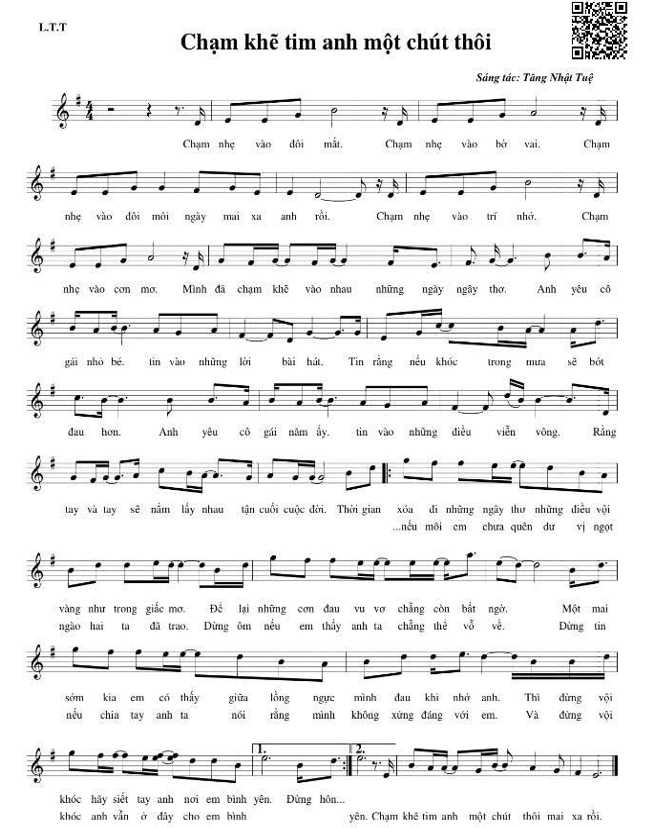 Chạm khẽ tim anh một chút thôi (lời bài hát, lyric chính xác nhất)