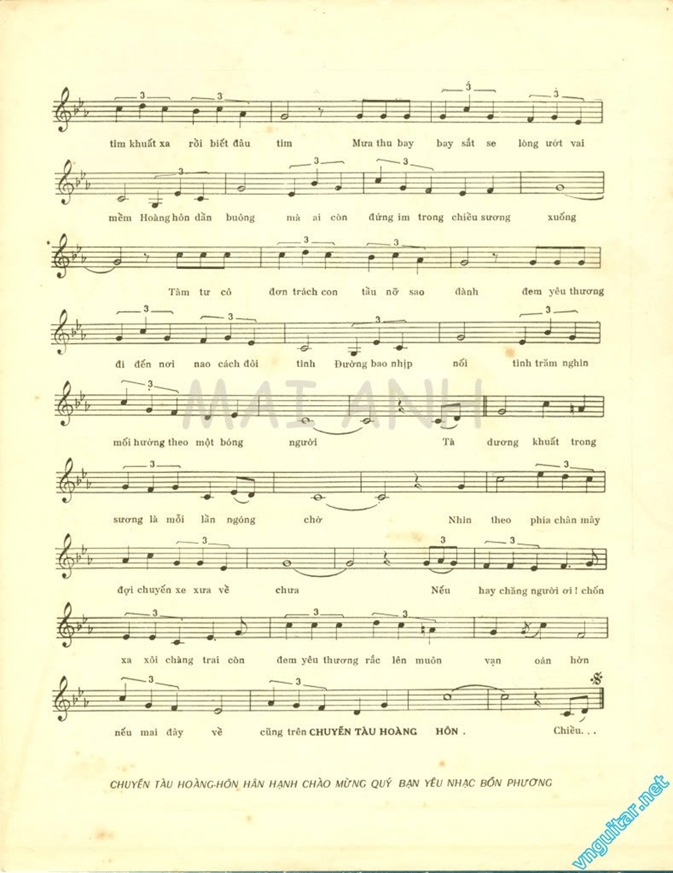 Chuyến tàu hoàng hôn (lời bài hát, lyric chính xác nhất)