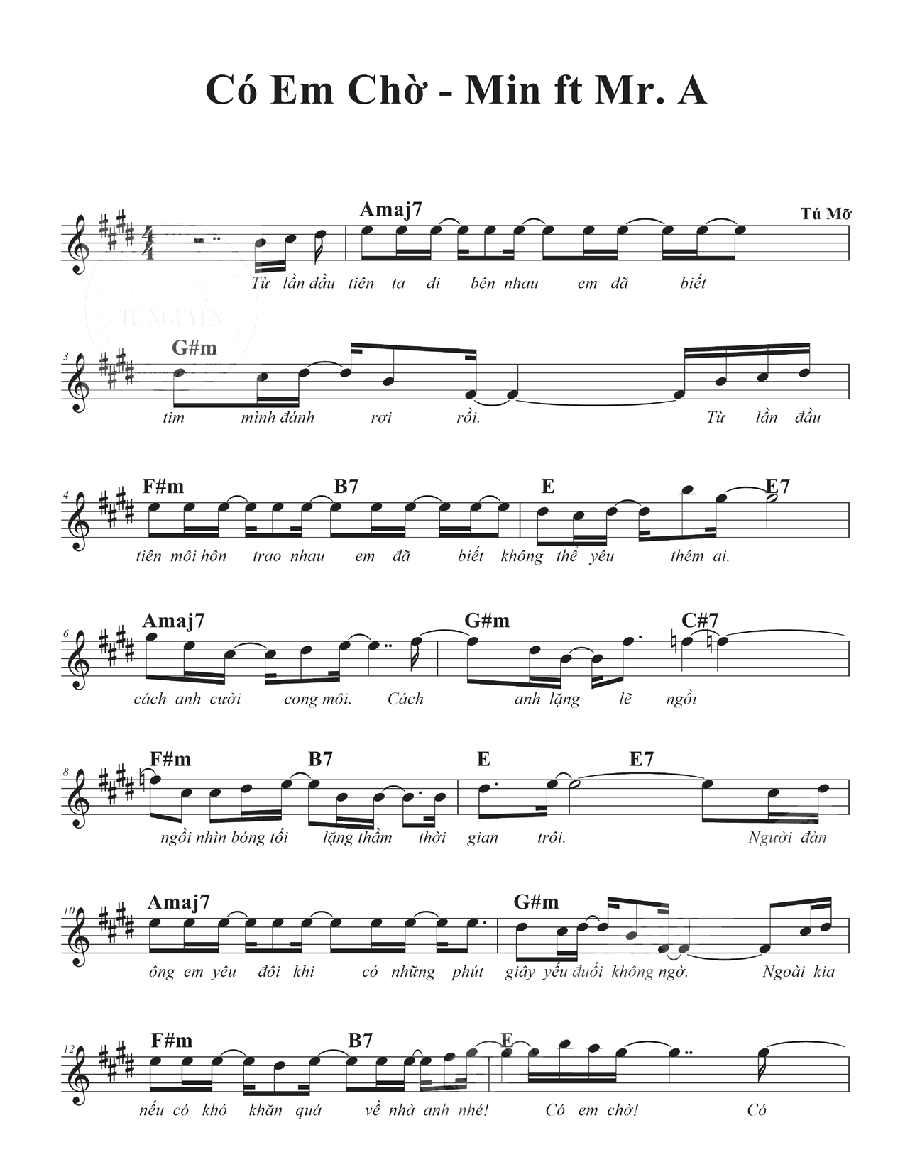 Có em chờ (lời bài hát, lyric chính xác nhất)