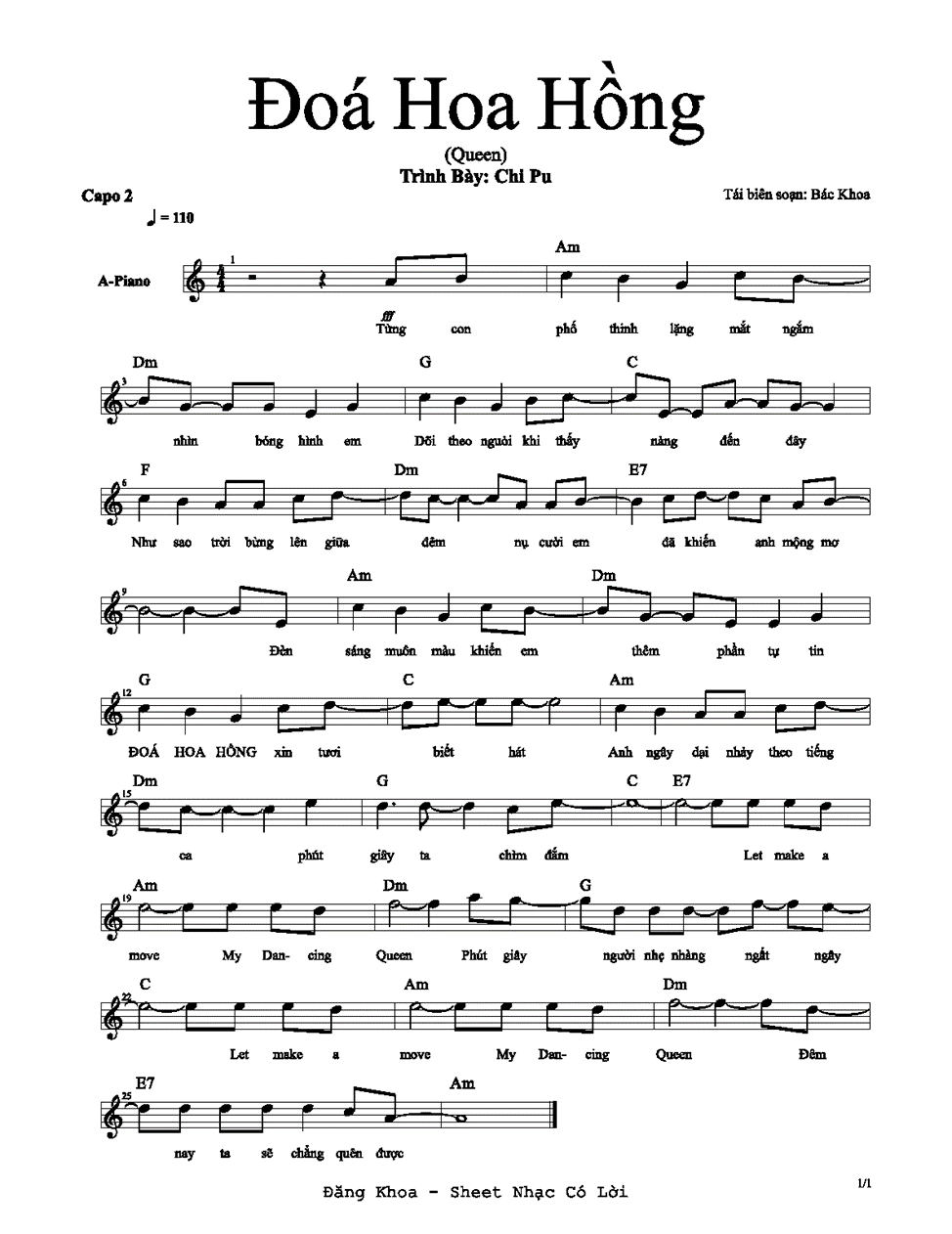 Đoá hoa hồng (lời bài hát, lyric chính xác nhất)