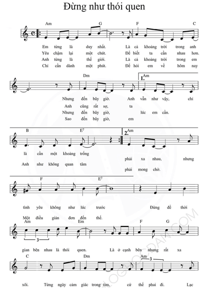 Đừng Như Thói Quen (lời bài hát, lyric chính xác nhất)