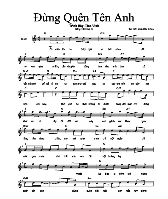 Đừng quên tên anh (lời bài hát, lyric chính xác nhất)