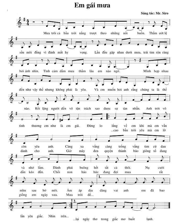 Em gái mưa (lời bài hát, lyric chính xác nhất)