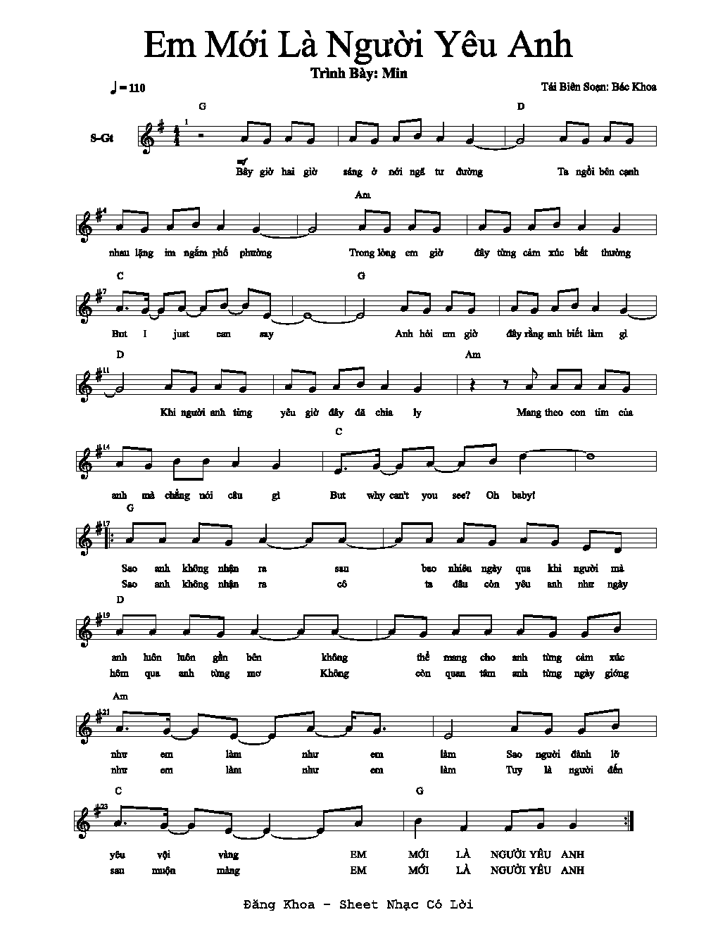 Em mới là người yêu anh (lời bài hát, lyric chính xác nhất)