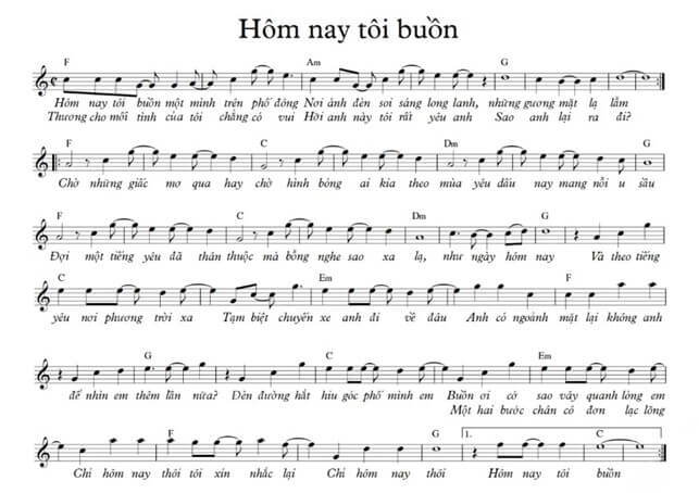 Hôm nay tôi buồn (lời bài hát, lyric chính xác nhất)