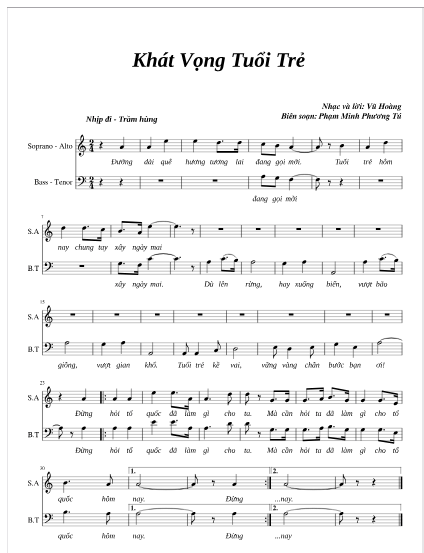 Khát vọng tuổi trẻ (lời bài hát, lyric chính xác nhất)