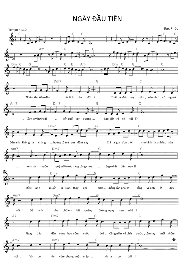 Ngày đầu tiên (lời bài hát, lyric chính xác nhất)