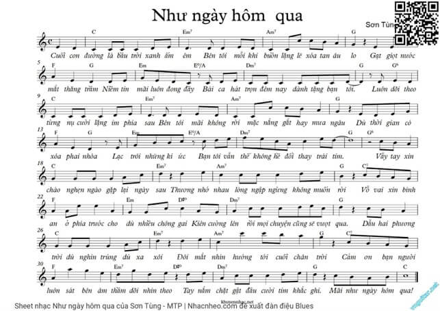 Như ngày hôm qua (lời bài hát, lyric chính xác nhất) (ảnh 1)