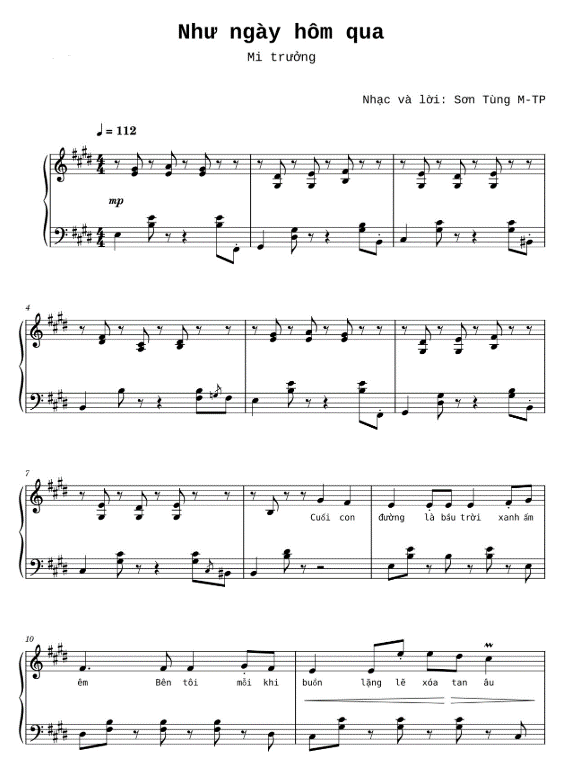 Như ngày hôm qua (Sơn Tùng) (lời bài hát, lyric chính xác nhất) (ảnh 1)