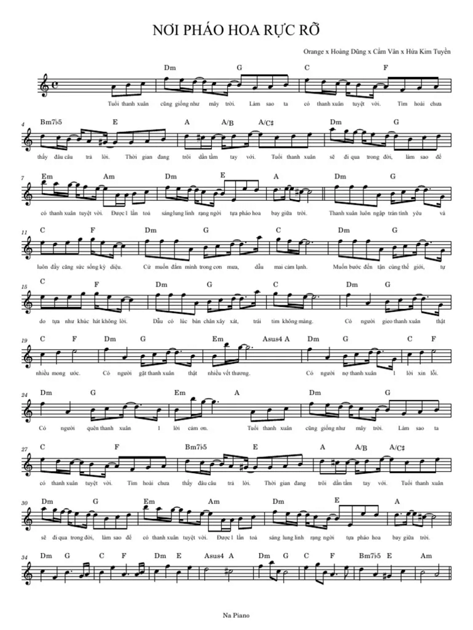 Nơi pháo hoa rực rỡ (Hoàng Dũng) (lời bài hát, lyric chính xác nhất)