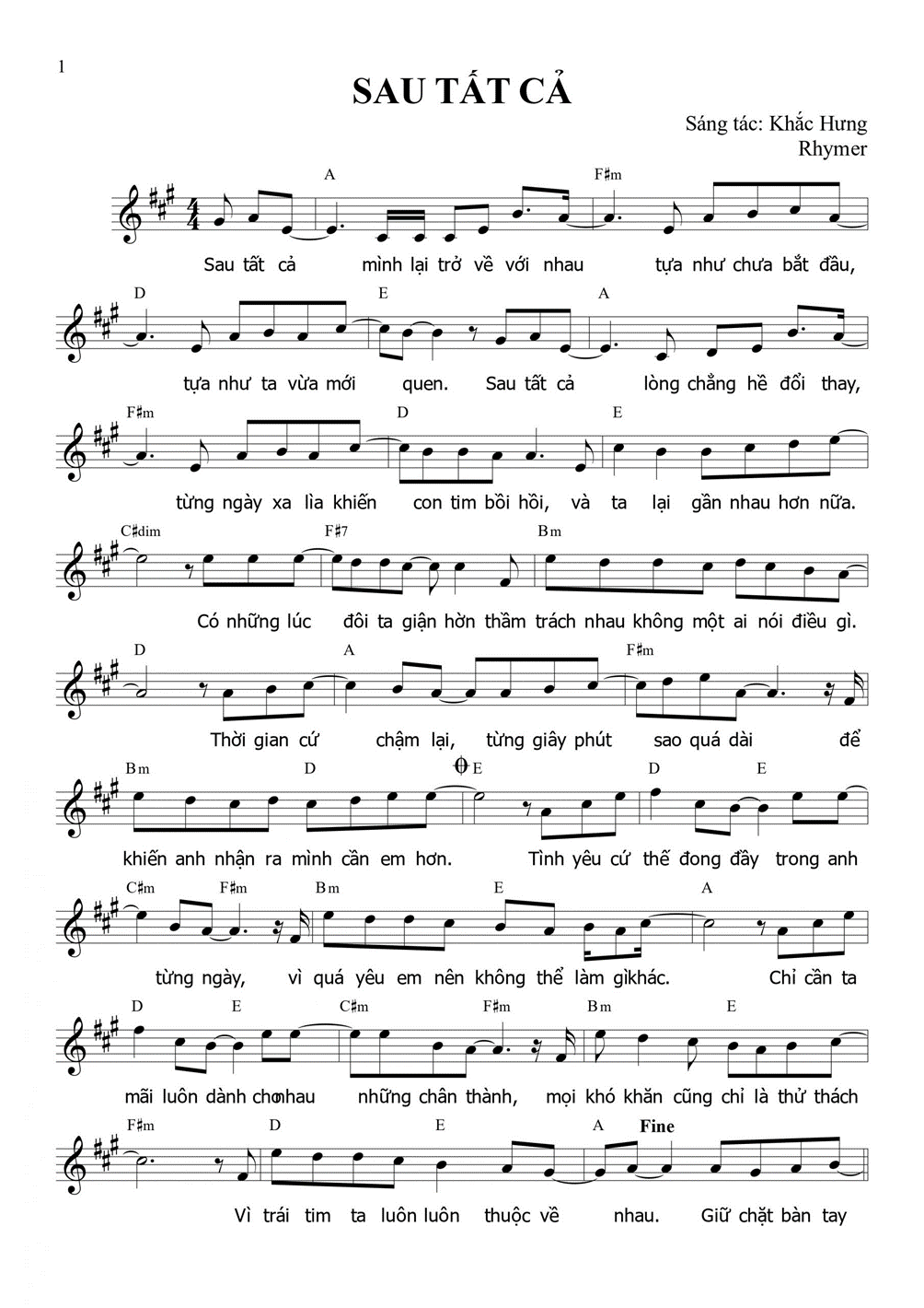 Sau tất cả (lời bài hát, lyric chính xác nhất)