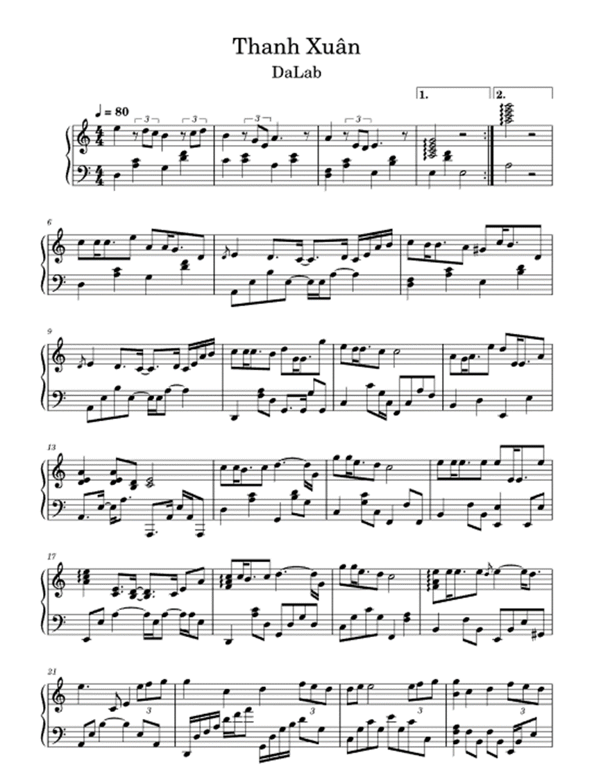 Thanh xuân (lời bài hát, lyric chính xác nhất)