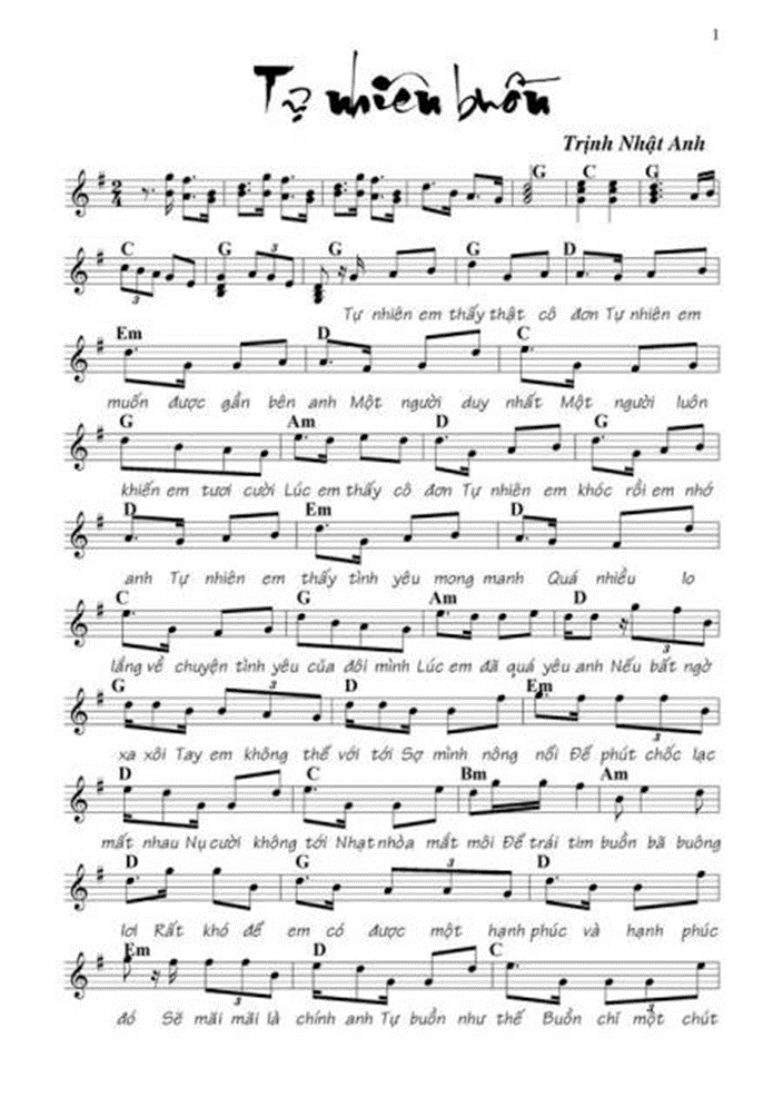 Tự Nhiên Buồn (lời bài hát, lyric chính xác nhất)