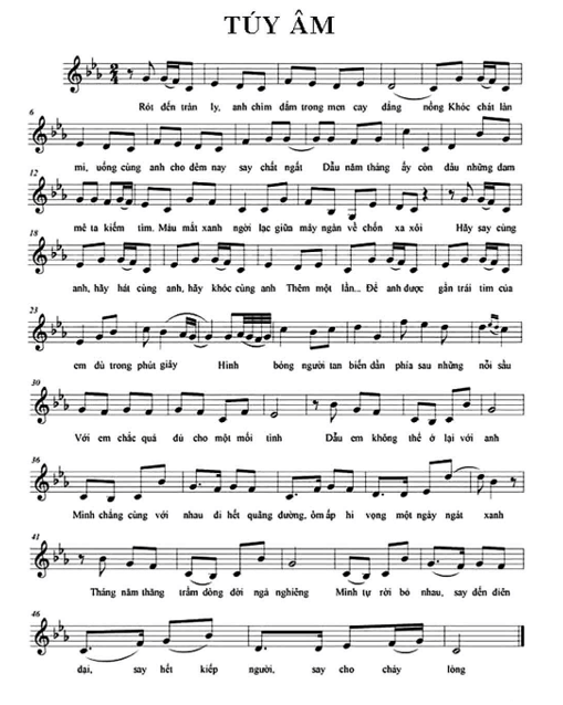 Túy Âm (lời bài hát, lyric chính xác nhất)