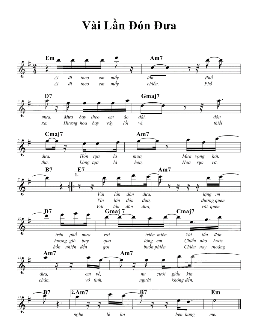 Vài lần đón đưa (Lê Hiếu) (lời bài hát, lyric chính xác nhất)