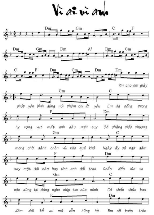 Vì ai vì anh (lời bài hát, lyric chính xác nhất)