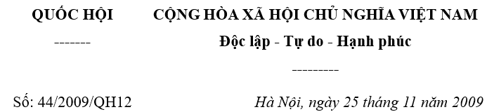 Luật giáo dục sửa đổi số 44/2009/QH12