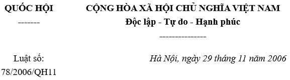 Luật quản lý thuế số 78/2006/QĐ11