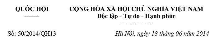 Luật xây dựng 2014 số 50/2014/QH13