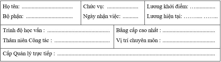 Mẫu bảng đánh giá nhân viên công nhân trong công ty