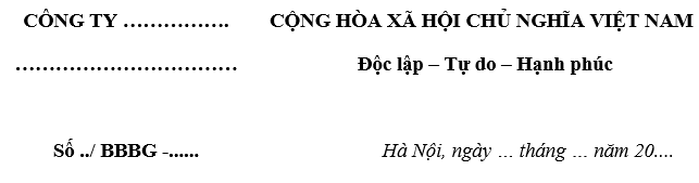 Mẫu biên bản bàn giao tài liệu mới nhất 2020