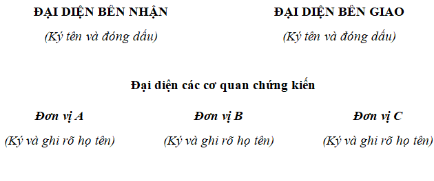 Mẫu biên bản bàn giao tài sản