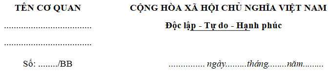 Mẫu biên bản bàn giao tài sản