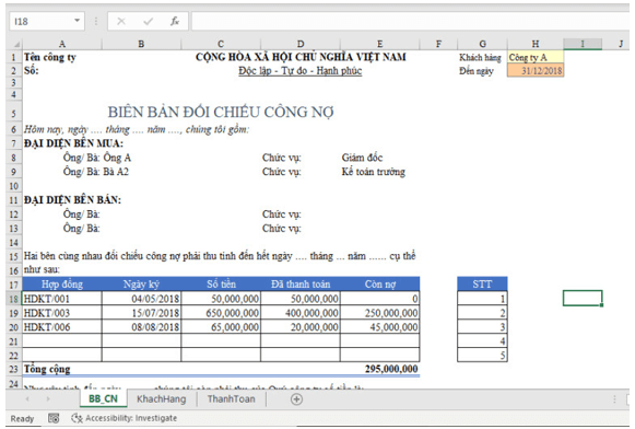 Mẫu biên bản đối chiếu công nợ năm 2025 (mới nhất)