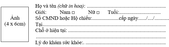 Mẫu giấy khám sức khỏe