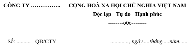 Mẫu quyết định bổ nhiệm trưởng phòng