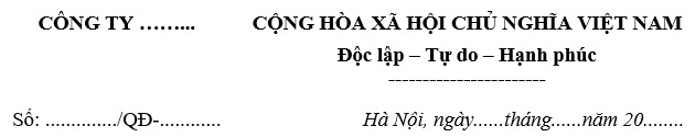 Mẫu quyết định xử lý kỷ luật