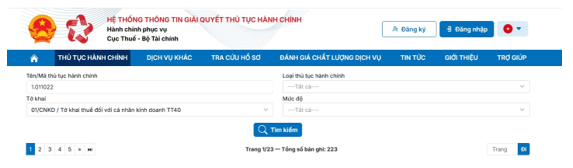 Quy trình kê khai thuế trực tuyến đối với hộ kinh doanh
