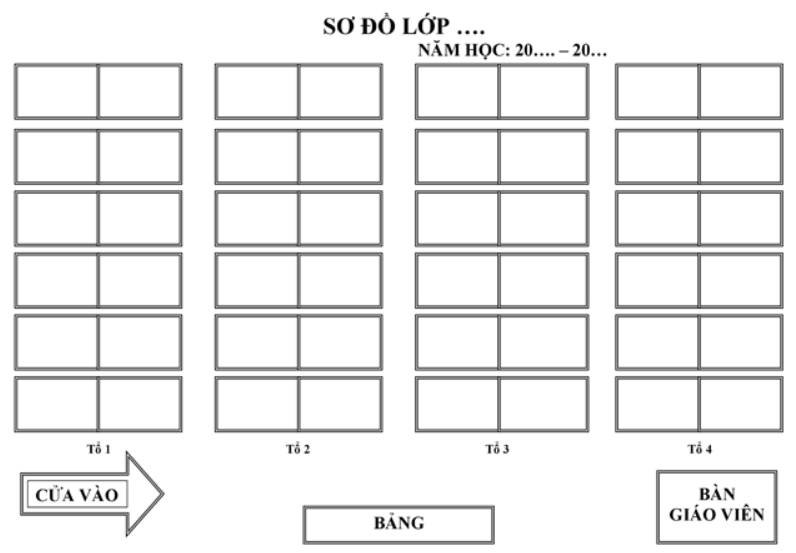 Sơ đồ lớp học đẹp trên word