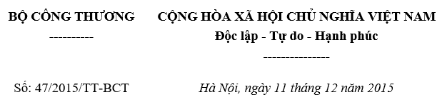 Thông tư 47-2015-TT-BCT quy chuẩn kỹ thuật quốc gia về thiết kế cửa hàng xăng dầu trên mặt nước