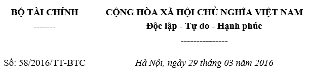 Thông tư 58-2016-TT-BTC Quy định việc sử dụng vốn nhà nước để mua sắm tài sản