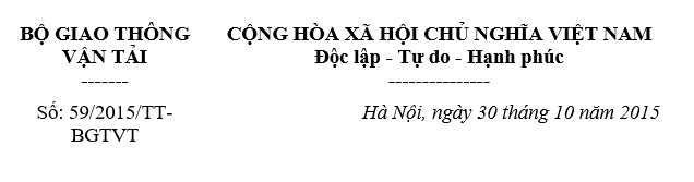 Thông tư 59-2015-TT-BGTVT quy định về vận tải hành khách trên đường thủy nội địa