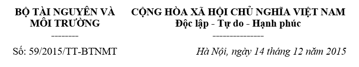 Thông tư 59-2015-TT-BTNMT quy định kỹ thuật khoan điều tra, thăm dò nước dưới đất