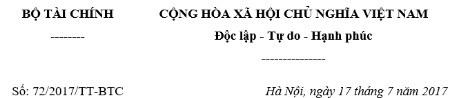 Thông tư 72-2017-TT-BTC về quản lý, sử dụng khoản thu từ dự án của chủ đầu tư, ban quản lý dự án