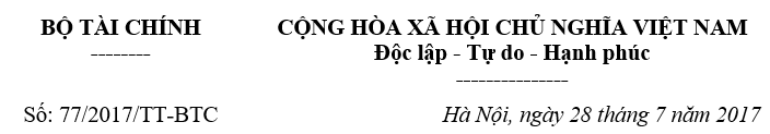 Thông tư 77-2017-TT-BTC