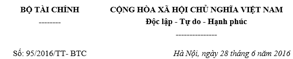 Thông tư 95-2016-TT-BTC hướng dẫn về đăng ký thuế