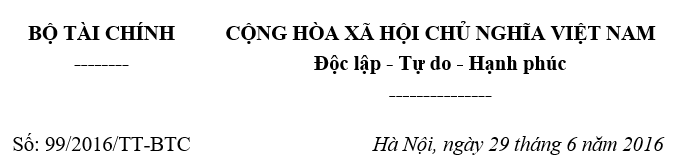 Thông tư 99-2016-TT-BTC hướng dẫn về quản lý hoàn thuế giá trị gia tăng