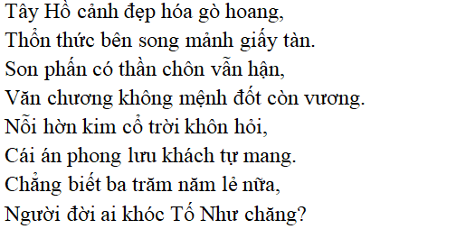 Bài thơ Đọc Tiểu Thanh kí (Độc Tiểu Thanh kí) - nội dung, dàn ý phân tích, bố cục, tác giả | Ngữ văn lớp 10