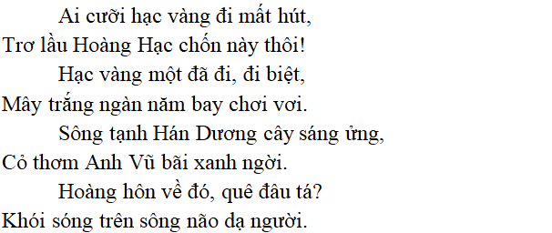 Bài thơ Lầu Hoàng Hạc - Nội dung Lầu Hoàng Hạc