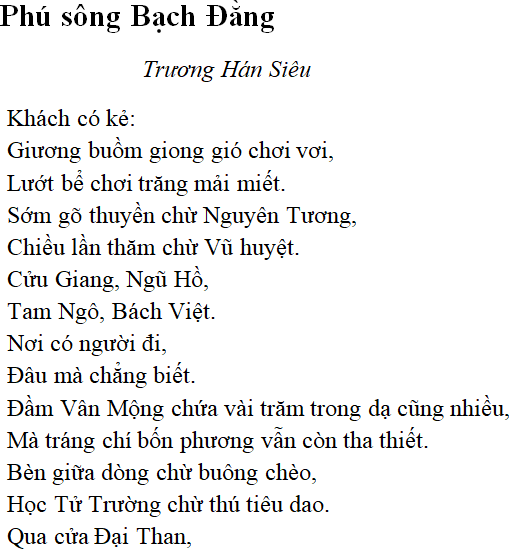 Bài thơ Phú sông Bạch Đằng - nội dung, dàn ý phân tích, bố cục, tác giả | Ngữ văn lớp 10